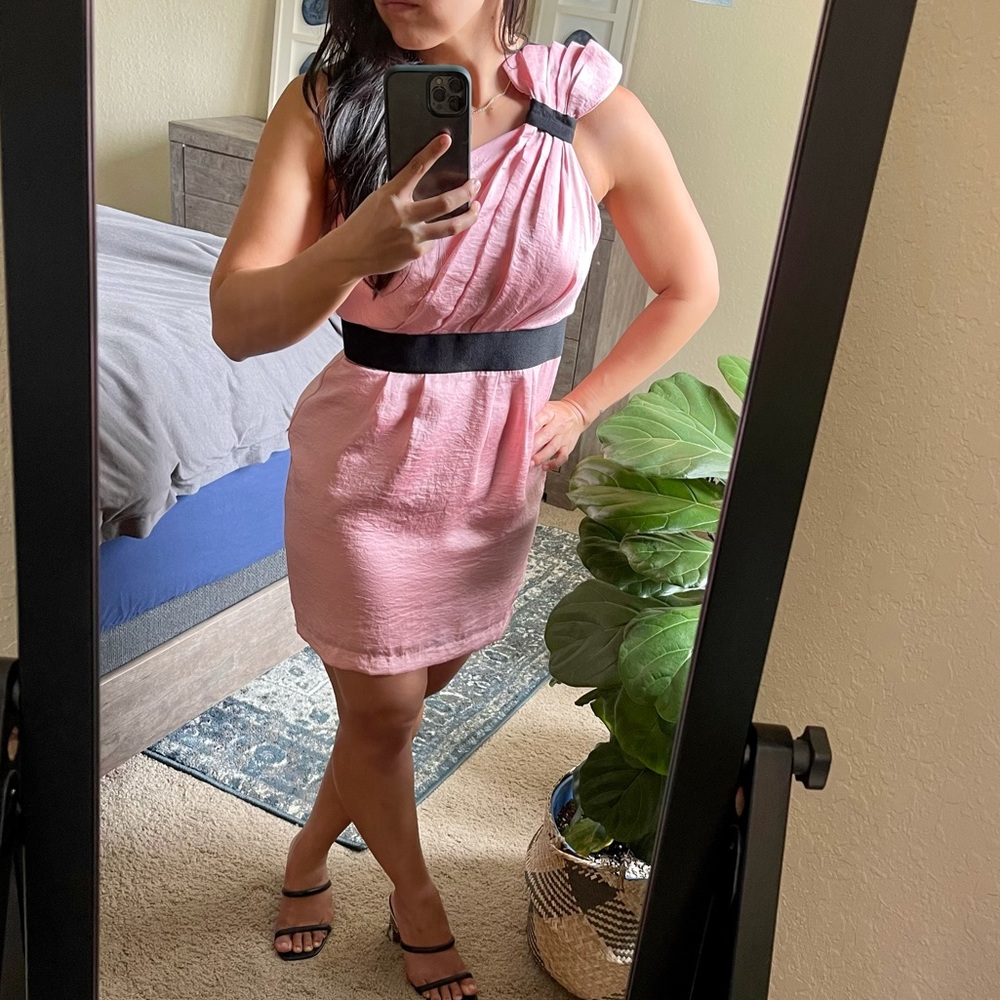 BCBGeneration Pink one-shouldered cocktail dress